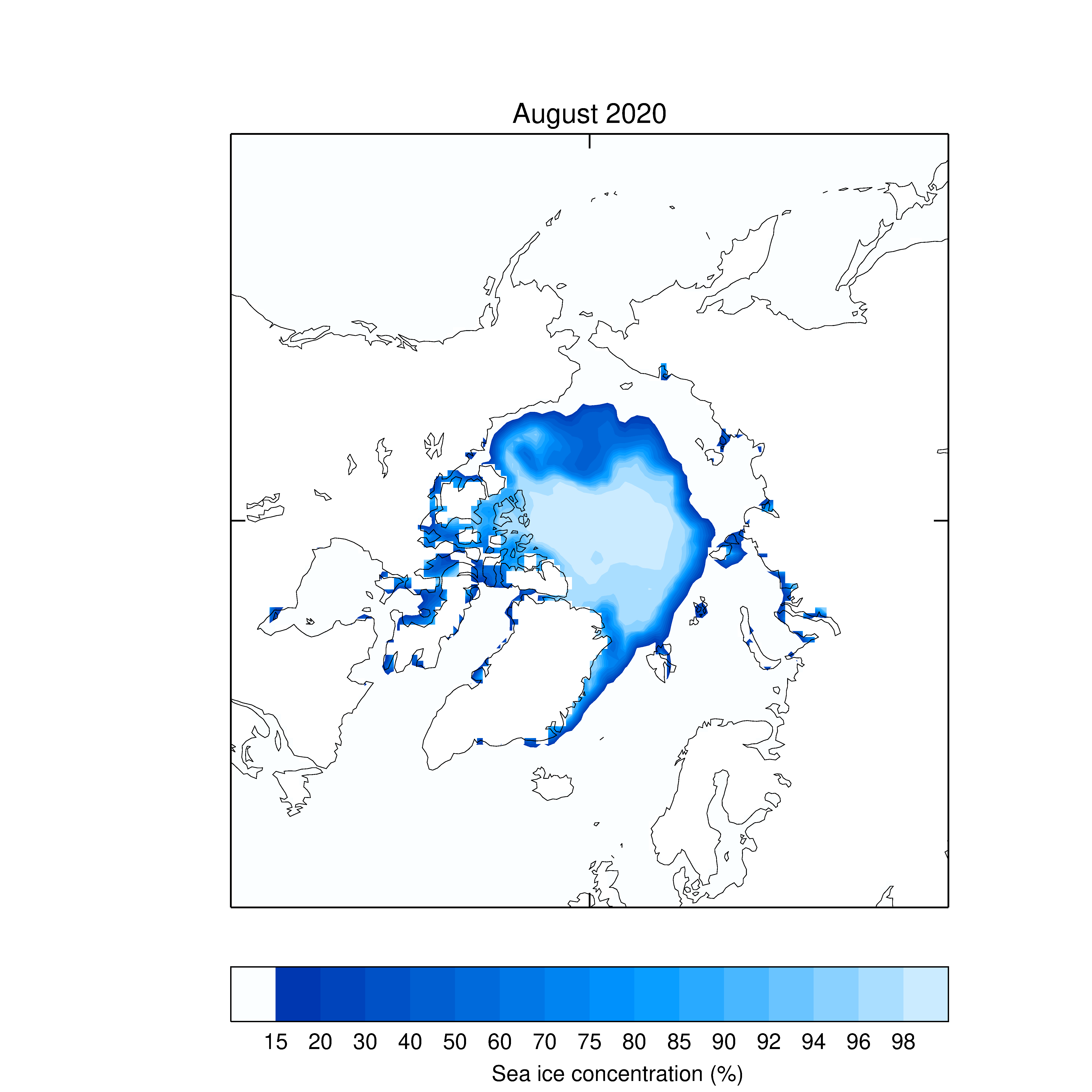 Map of sea ice concentration for the latest available month
